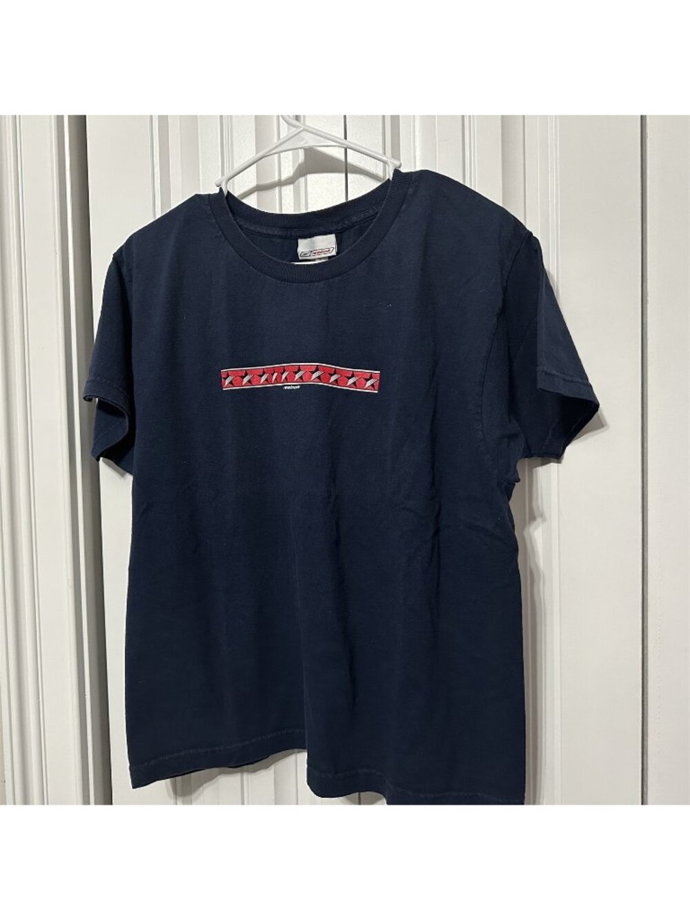 Reebok Shirt Mens Large Blue Cropped Star Patriotic Logo Gym Athletic Tee